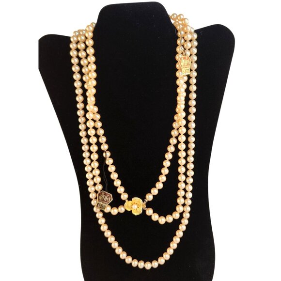 Vintage Simulated Duchess Pearls Pearl Necklace H&S Originals With Ornate Gold T - Picture 2 of 12